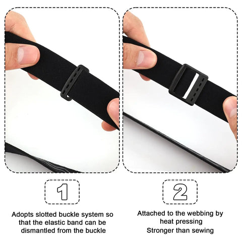 Elastic Headlamp Strap Replacement For All Major Headlamps showing slotted buckle system and heat-pressed attachment.