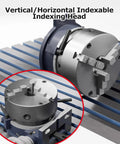 Heavy Duty 3 Jaw Chuck Indexing Head With Tailstock For CNC Milling Machines Ideal For Horizontal Or Vertical Use Rotary Spindle 1 To 90 Reduction Ratio 10 Inch Cast Iron Build Workhorse on CNC bed