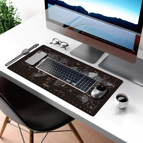 World Map Large Gaming Mouse Pad With Anti Slip Rubber Base Extended XXL Desk Mat for gaming keyboard and mouse on desk