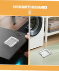 26mm Round Power Button Cover With Double Sided Adhesive No Fuss Dustproof Guard on a desktop PC and next to a washing machine