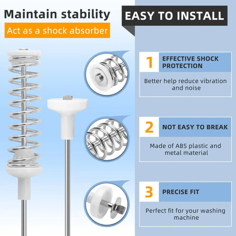 Premium Stainless Steel Washer Suspension Rods Replacement Kit For Front Load Washers DC97-16350E, Fits WA45H7000AW A2 And Similar Models, close-up spring rod