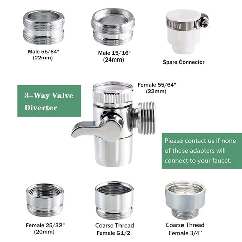 Sink Faucet Hose Sprayer Attachment Handheld Sprayer With On Off Valve And Seven Adapters Six And A Half Foot Extension Hose Silver Shower Head
