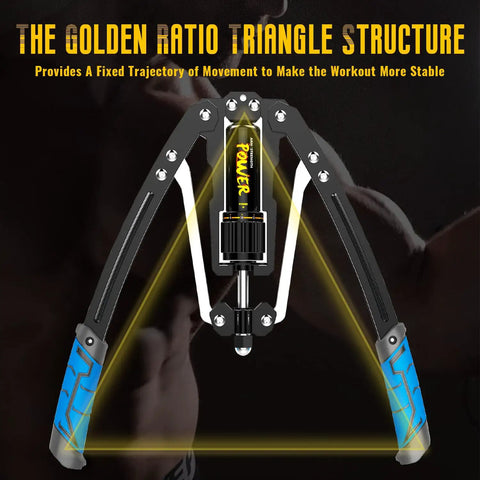 Upgraded Hydraulic Arm Exerciser With Adjustable Resistance From 22 To 440 Lbs. featuring golden ratio triangle structure for stable workouts.