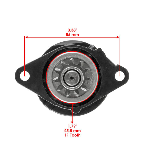 Front view of Starter Motor For Yamaha Marine Outboards Compatible With 68T 81800 00 00 6F5 81800 10 00 with measurements