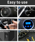 Step-by-step guide for Portable Car Tire Inflator With LED Light No Fuss Auto Shut Off Digital Air Compressor For 12V DC