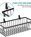 Farmhouse Metal Wire Bathroom Storage Organizer Baskets Two Pack Space Saving Declutter for cabinets and shelves, black