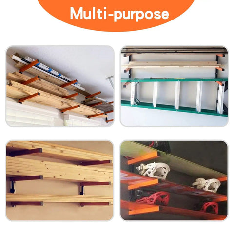 Wall Mounted Lumber Storage Rack Two Piece Set For Garage And Warehouse, heavy duty metal organizer for lumber pipes boards