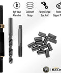 Shop Grade Cylinder Head Bolt Thread Repair Kit 11.5 Millimeter By 1.5 Pitch Inserts, tools and threaded inserts for fixing threads.