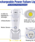 6 Pack 4 In 1 LED Emergency Lights For Home Power Outage with motion sensor, rechargeable plug in flashlight, white