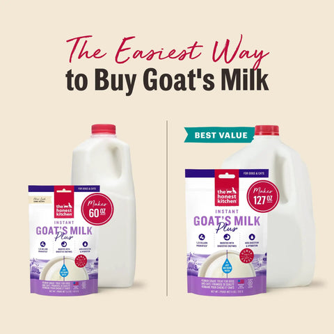 Human Grade Instant Goat Milk Powder Loaded With Probiotics To Settle Doggos And Kittens Tummies While Kickstarting Gut Health Perfect For Mixing Into Any Scoop As A Snappy Daily Nutrition Boost For Happy Fur Families 5.2 Ounces with comparable sizes of goat's milk.