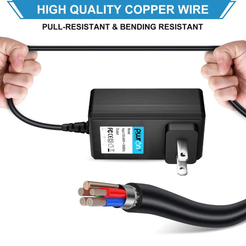 Hands showing the 6.6 Ft Long AC Power Cord For Meade Telescopes ETX Series with copper wire detail and charger plug.