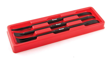 3-Piece Non-Marring Pry Bar Set With Double-Ended Nylon Tools, 7.25-Inch Pry Bars For Tight Spaces And Quick Access in red tray