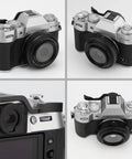 Ergonomic Black Metal Thumb Up Rest Grip For Fujifilm Xt30 Xt20 Xt10 Xt50 Xt30iii Cameras Attaches To Hot Shoe Delivering Awesome Stability For Comfy One Handed Shooting And Vibration Dampening shown on X-T50 camera from side view.