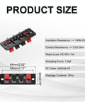 Image showing 4 Way Spring Terminal Clip Push Release Connector Plate Jack Socket For Your Speaker Rig, red/black coding, 64mm x 20mm x 23mm.