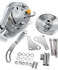 Dude This Sweet Xiloong Chrome Saginaw Power Steering Pump Is The Perfect Fit For Your Classic Gm Chevy Sbc Bbc Or Gmc Big Block 350 With Long Or Short Water Pump And It Works Like A Charm On Almost Any 1966 To 1974 Era Engine Setup Guaranteed.. chrome power steering pump kit with pulley, brackets, bolts, and washers
