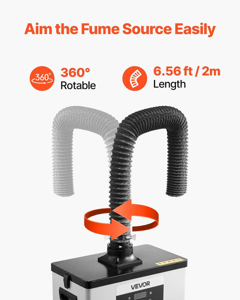 Beast Mode Solder Fume Extractor With 510 Cubic Meters Per Hour Suction, 360° rotatable hose for laser engraving and 3D printing