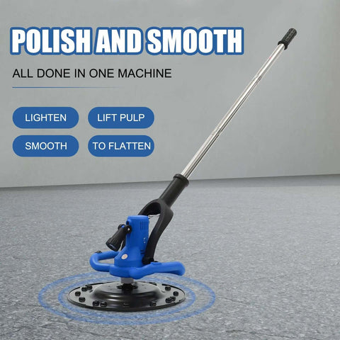 Powerful 1680W Electric Concrete Polishing Machine With Extension Rod and 90 Degree Trowel Head, three handle design, blue