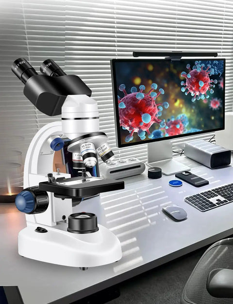 Pro Grade Family Lab Microscope For Adults With USB Camera 40X To 2000X Magnification WF10x And WF25x Eyepieces Ideal For School Home Science Projects And Lab Work on desk