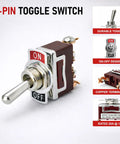 SpeedWare One-Side Momentary Metal Toggle Switch 20 Amp 12VDC 125VAC SPST Panel Mount With Spring Return Momentary On 2-Terminal Screw Terminals 1 Pack, metal 2-pin toggle switch with ON/OFF labels