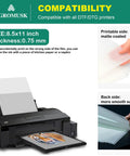 Matte DTF Transfer Film for Sublimation and DTG Printing, 8.3 x 11.7 Inch, 50 Sheets in use with DTF printer, easy peel paper