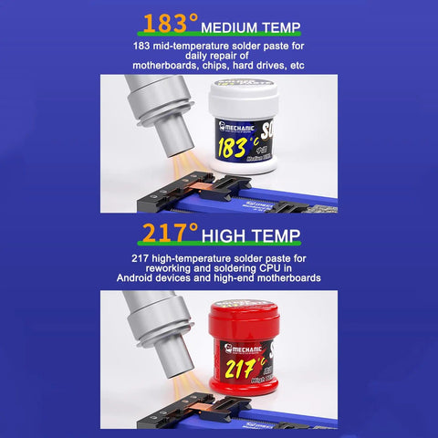 Lead Free Solder Paste 4 Pack No Clean Flux For PCB Repair And Small Component Work, Low Temp Melting Points 183C 217C