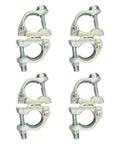 British Swivel Scaffolding Couplers For 1 3/4 To 1 9/10 Inch Tube, Heavy Duty Galvanized Carbon Steel, No Fuss Install, 4 Piece Set For Solid, Safe Pipe Framework, four clamps shown