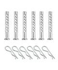 Six Pack Built Tough Heavy Duty Adjustable Multi Hole Eye Pins Clevis Pins Fasteners With R Clip For Farming Equipment Diesel Engines Three Eighths Inch Galvanized Steel