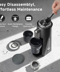 Premium Electric Coffee Grinder With 48MM Conical Burrs for easy disassembly and maintenance, featuring cleaning tool and removable components.