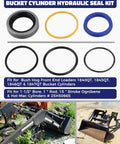 Bucket Cylinder Hydraulic Seal Kit For Bush Hog Front End Loaders Heavy Duty Replacement Fits One And A Half Inch Bore, One Inch Rod, Fifteen Inch Stroke Cylinders For 1840QT 1845QT 1846QT 1847QT 25H41702, seal rings shown