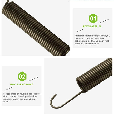 Heavy Duty Eight Inch Locking Tension Spring For Recliners Direct Replacement Part showing a close-up of the offset hook design.