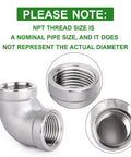 Beefy 304 Stainless Steel 90 Degree Elbow 4 Inch Female NPT To 4 Inch Female NPT Pipe Fitting Industrial Grade