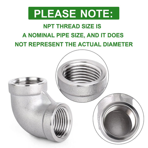 Beefy 304 Stainless Steel 90 Degree Elbow 4 Inch Female NPT To 4 Inch Female NPT Pipe Fitting Industrial Grade