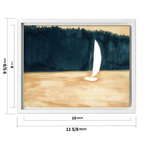 Sailboat And Landscape Ocean Wall Art Print Minimalist Seascape Canvas Watercolor Coastline Poster For Living Room Cozy Coastal Vibe Frame Ready 8x10 Giclee Print On Museum Quality Canvas