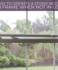 Maxi Twist Tight Sliding Door Security Bar Extends 25 To 42 Inches Keeps The Bad Guys Out And Your Home Safe, shown on a window.