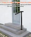 Super Solid Single Post Stair Handrail Built Heavy Duty For Outdoor Steps With Ergonomic Handles Giving You Hella Grip And Real Peace Of Mind When Climbing Daily on 1-2 steps.