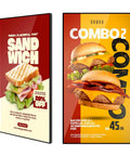 Ready To Roll 55 Inch 4K Digital Menu Board Wall Mount Commercial Signage Display showcasing sandwich and combo meals.