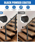 Pro Grade Matte Black Cable Railing Handrail Four Pack 6 Feet 6 Inches Solid Stainless Steel Tubing comparison showing rust resistance.