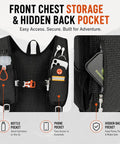 Close-up of storage features on Ultralight 18L Foldable Hiking Daypack For Travel Camping And Cycling Water Resistant Packable Backpack