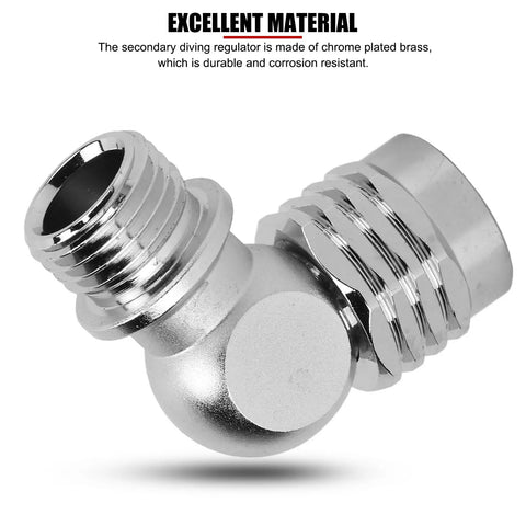 Universal Scuba 2nd Stage Swivel Adaptor Brass Chrome Plated for Standard Regulators, showing 360 Degree Rotation capability