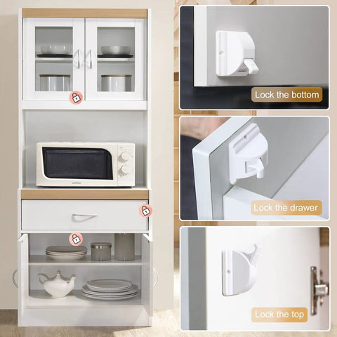Magnetic Cabinet Locks For Baby Proofing, No Drill Easy Install, 10 Locks And 2 Keys on wood cabinet with lock illustrations