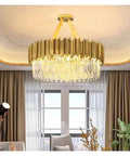 Crystal Led Pendant Lights Living Room Dining Bedroom Gold Plating Metal Hanging Lamp Indoor Lighting Lamparas Fixture,Beautiful in a modern space.