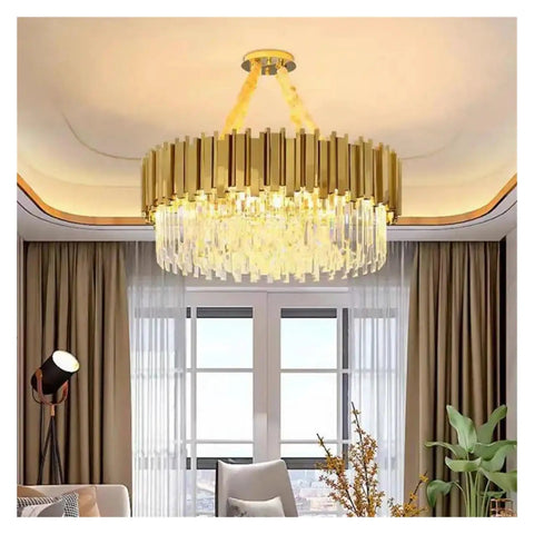 Crystal Led Pendant Lights Living Room Dining Bedroom Gold Plating Metal Hanging Lamp Indoor Lighting Lamparas Fixture,Beautiful in a modern space.