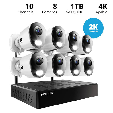 10 Channel Bluetooth Video Home Security System With 8 Plug In WiFi 2K HD Spotlight Cameras for Indoor and Outdoor Use