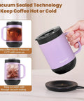 Precision Temp Control Self Heating Coffee Mug Rechargeable Smart Cup Keeps Your Java Piping Hot For Hours with vacuum sealing technology.