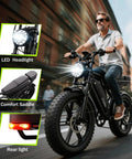 Man riding Powerful 1500W Peak Fat Tire Electric Mountain Bike For Adults All Terrain 20 Inch Wheels in city street