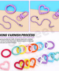 All In One 68 Piece DIY Jewelry Making Kit With Colorful Swivel Lobster Claw Clasps Heart Shaped Keychain Clips Ball Chains Open Jump Rings And Carabiner Clips In A Compact Storage Box For Easy Crafting. Carbon steel coated clips and ball chains in purple