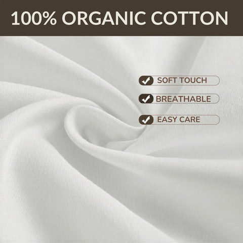 Close-up of buttery soft organic cotton showing texture and features, part of the Buttery Soft Organic Cotton Queen Fitted Sheet Featuring 12 Inch Deep Pockets That Snug Up To Any Mattress For Next Level Cozy Vibes And Seriously Comfy Sleep All Week Long.