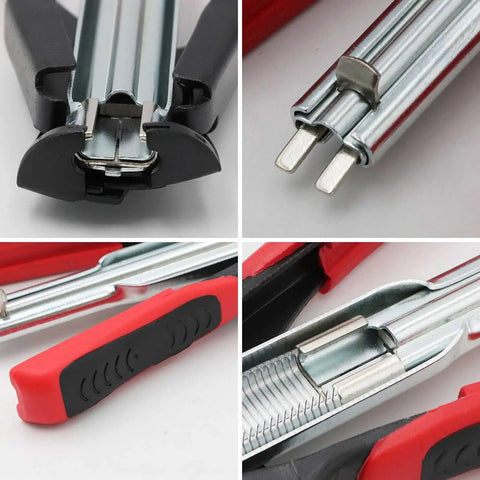 Close-up views of Spring Loaded Hog Ring Pliers Kit With 2500 Hog Rings For Fencing Chicken And Rabbit Cages Pet Enclosures