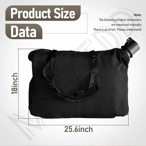 Leaf Blower Shoulder Bag Replacement Compatible With Black And Decker BV3600 BV3800 BV5600 BV6000 LH4500 size diagram