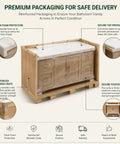 62 Inch Freestanding Bathroom Vanity With Single Sink And Solid Wood Cabinet Boasting Generous Storage Drawers Paired With A Clean Led Backlit Defog Mirror For A Straightforward Home Glow Up in reinforced wooden crate for safe delivery.